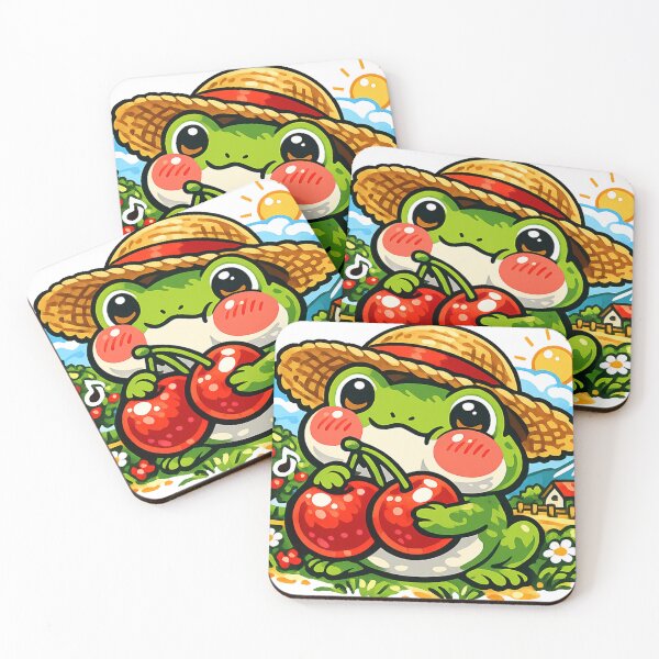 Item preview, Kawaii Cherry Frog Sticker – Cute Japanese Countryside Frog Holding Cherries Anime Design designed and sold by kawaii animal store (in Japan).