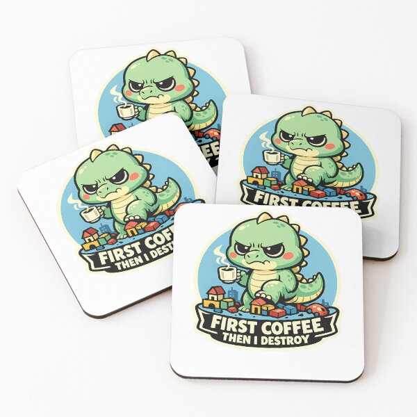 Item preview, Funny Alligator First Coffee Then I Destroy Pastel Sticker designed and sold by MIROUZ2000.
