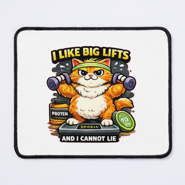 Item preview, gym cat lifting designed and sold by DailyQuestPrint.
