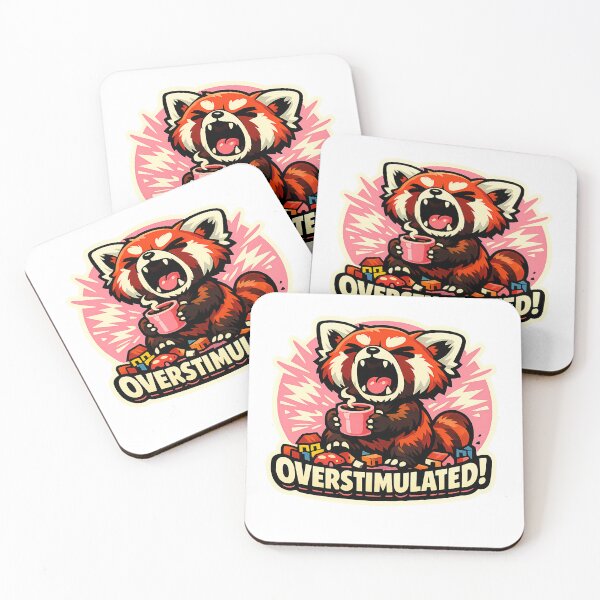 Item preview, Kawaii Red Panda Overstimulated Funny Pink Sticker designed and sold by MIROUZ2000.