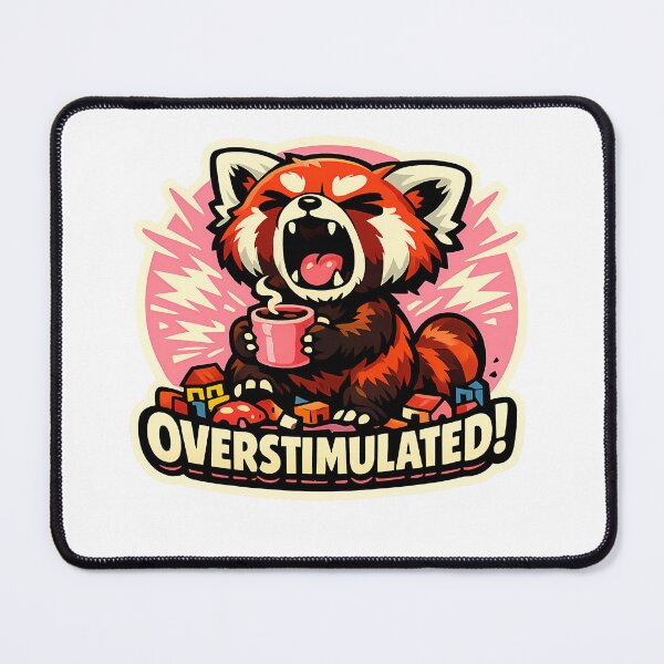 Item preview, Kawaii Red Panda Overstimulated Funny Pink Sticker designed and sold by MIROUZ2000.
