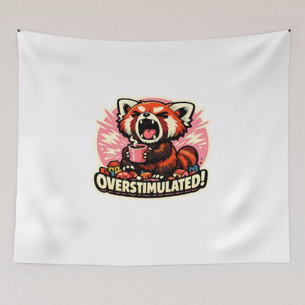 Item preview, Kawaii Red Panda Overstimulated Funny Pink Sticker designed and sold by MIROUZ2000.