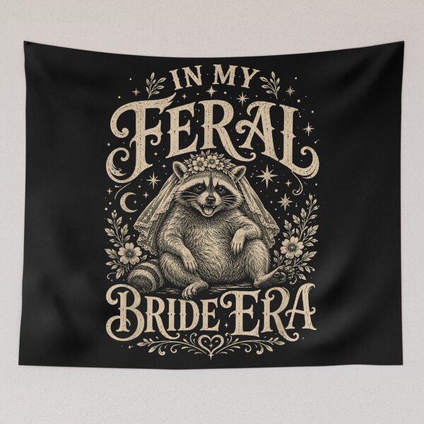 Item preview, In My Feral Bride Era Cottagecore Raccoon Cottagecore Aesthetic Floral Veil designed and sold by LizzyKeiko.
