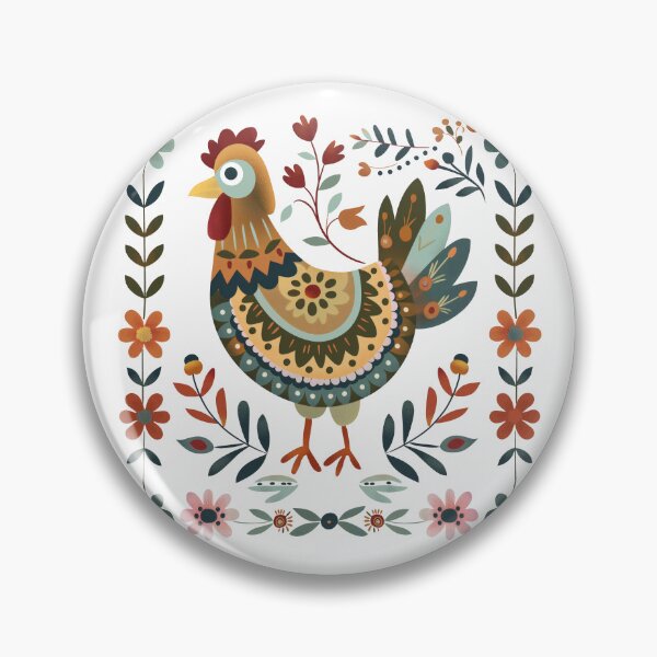 Item preview, Scandinavian Folk Art, Floral Chicken designed and sold by xiao xuans.