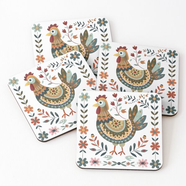 Item preview, Scandinavian Folk Art, Floral Chicken designed and sold by xiao xuans.