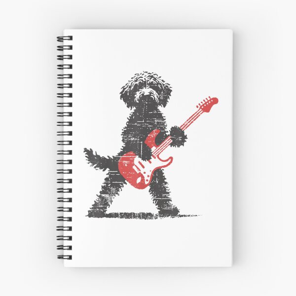 Item preview, Distressed Rock Star Dog Playing Electric Guitar Silhouette Red Instrument Art designed and sold by LizzyKeiko.