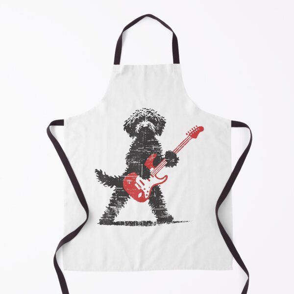 Item preview, Distressed Rock Star Dog Playing Electric Guitar Silhouette Red Instrument Art designed and sold by LizzyKeiko.