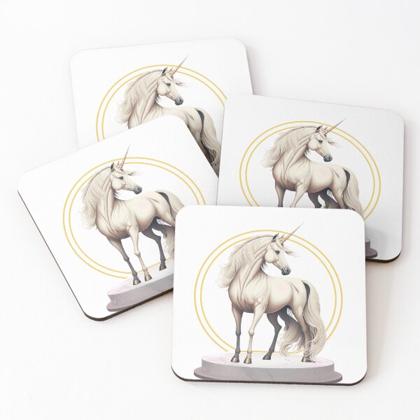 Item preview, Majestic White Unicorn Gold Circle Fantasy Art | Magical Mythical Creature Design designed and sold by DrimitStore.