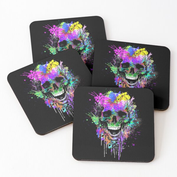 Item preview, Abstract Color Paint Splash Skull Art designed and sold by StyleBloomes.