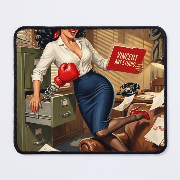 Item preview, Retro Pinup Secretary Boxing Glove Office Art designed and sold by Vincent-68.