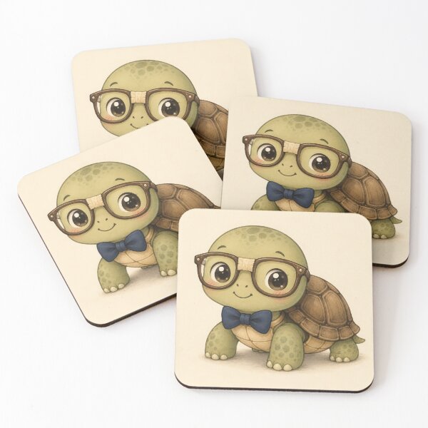 Item preview, Cute Nerdy Turtle with Glasses and Bow Tie | Kawaii Turtle Illustration designed and sold by GraceInNatureCo.
