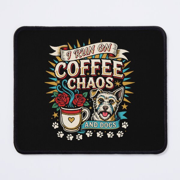 Item preview, I Run On Coffee, Chaos And Dogs Retro Dog Lover Coffee Humor designed and sold by Redgiant87x.