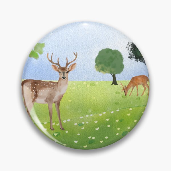 Item preview, Deer in Tulip Meadow – Watercolor Woodland Spring Landscape designed and sold by UllassaStore.