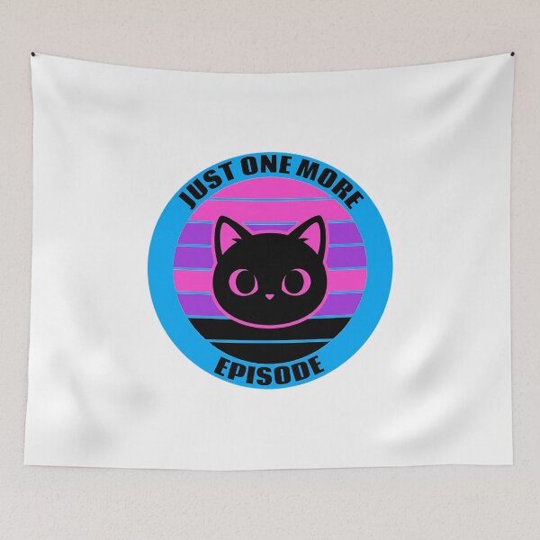 Item preview, Just One More Episode – Retro Anime Cat designed and sold by Sabsll.