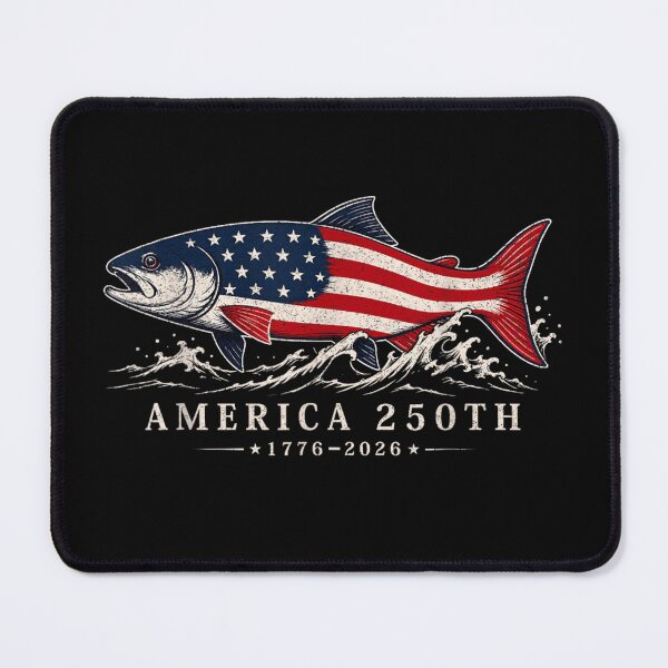 Item preview, America 250th Semiquincentennial United States Flag Patriotic Fishing Salmon Vintage Graphic designed and sold by StuZabine.