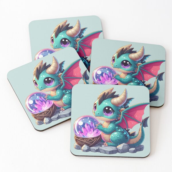 Item preview, Cute Azure Baby Dragon with Purple Crystal Egg designed and sold by NerdiPop.