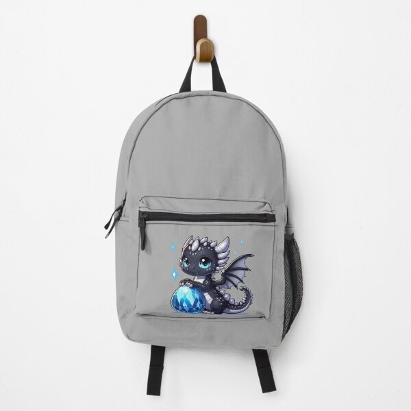 Item preview, Cute Black Baby Dragon with Blue Crystal Egg designed and sold by NerdiPop.