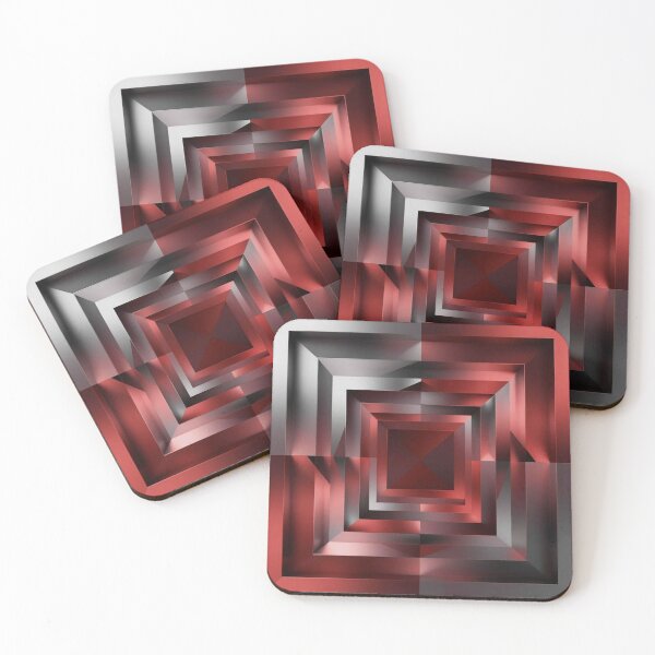 Item preview, Abstract Geometric Depth Art with Red Black Metallic Layers and Modern Optical Motion designed and sold by FotoworldEdel.