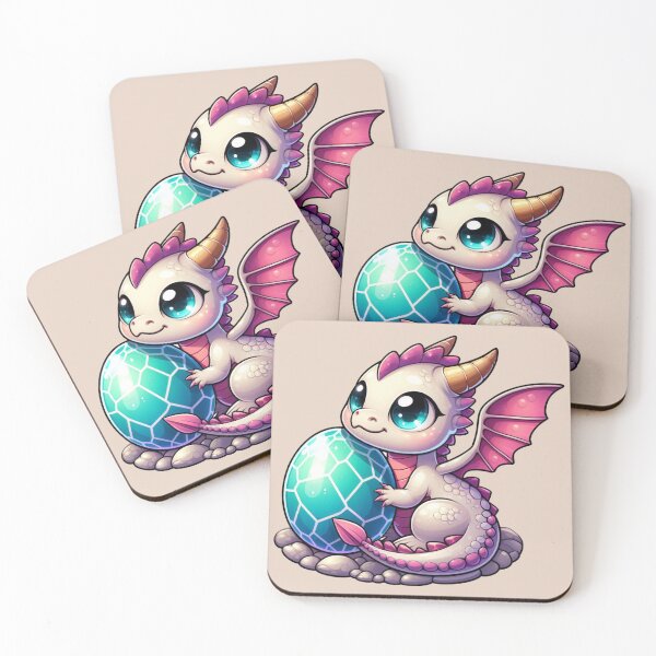 Item preview, Cute Baby Dragon Holding Turquoise Egg designed and sold by NerdiPop.