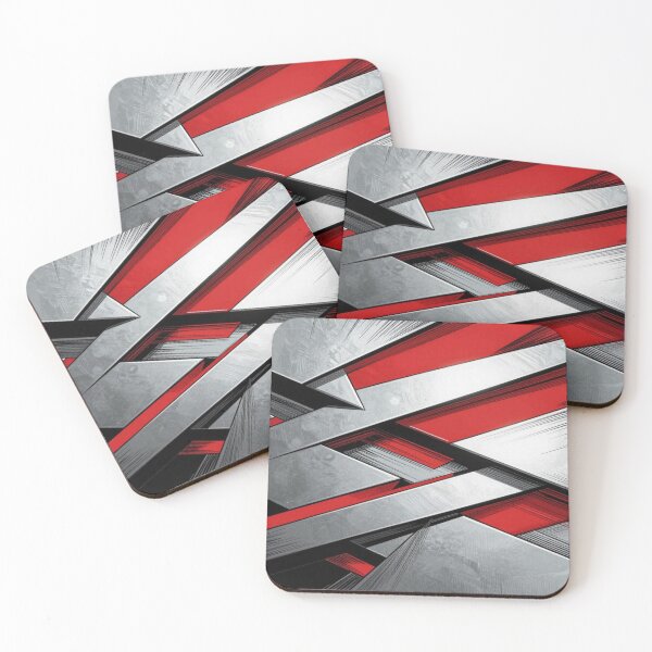 Item preview, Abstract Geometric Metal Art with Red Silver Angles and Dynamic Modern Motion Design designed and sold by FotoworldEdel.