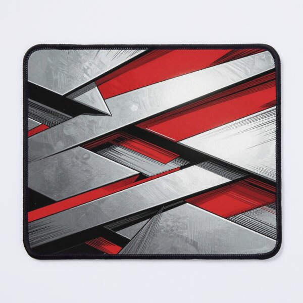 Item preview, Abstract Geometric Metal Art with Red Silver Angles and Dynamic Modern Motion Design designed and sold by FotoworldEdel.