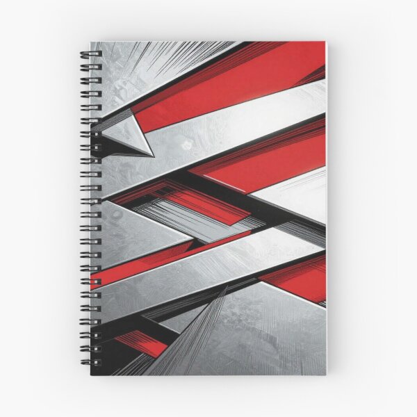 Item preview, Abstract Geometric Metal Art with Red Silver Angles and Dynamic Modern Motion Design designed and sold by FotoworldEdel.