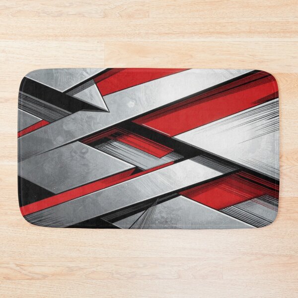 Item preview, Abstract Geometric Metal Art with Red Silver Angles and Dynamic Modern Motion Design designed and sold by FotoworldEdel.