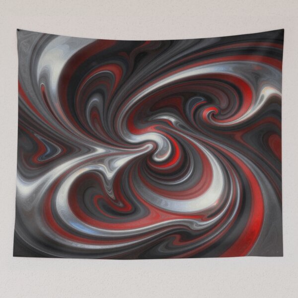 Item preview, Abstract Spiral Metal Art with Dynamic Red Black Motion and Modern Fluid Wave Design designed and sold by FotoworldEdel.