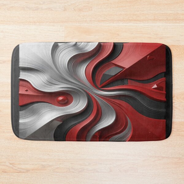 Item preview, Abstract Metal Wave Art with Geometric Depth and Dynamic Red Silver Motion Design designed and sold by FotoworldEdel.