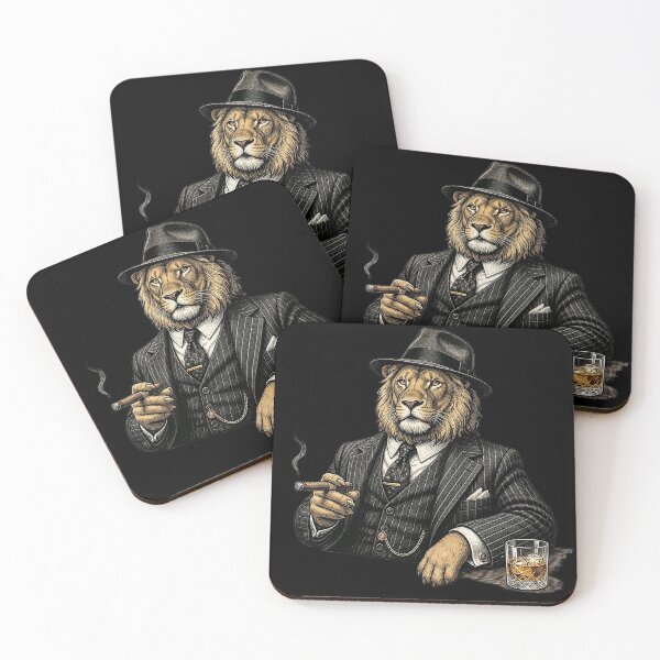 Item preview, Mafia Boss Lion Smoking Cigar and Drinking Whiskey designed and sold by Articooler.