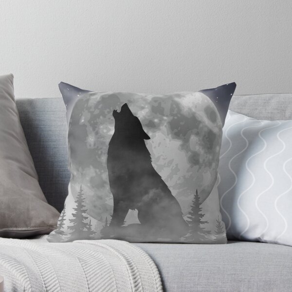 Item preview, Howling Wolf Silhouette – Full Moon Night Sky & Misty Forest designed and sold by UllassaStore.