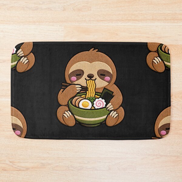 Item preview, Kawaii Sloth Eating Ramen - Cute Sloth Embroidery Patch designed and sold by ColorSplash123.