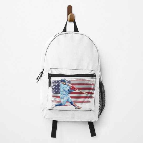 Artikelvorschau, Amerikanischer Baseballgeist – Dynamischer Aquarell-Schlagmann mit Flagge entworfen und verkauft von Cucuzeus.