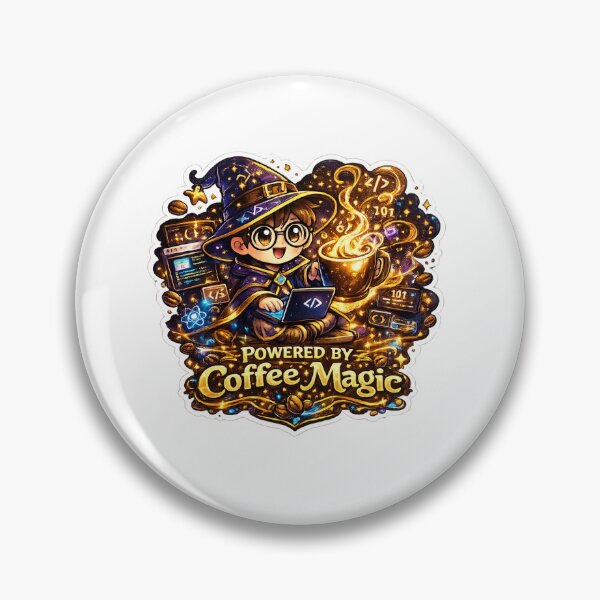Item preview, Powered by Coffee Magic Sticker | Funny Programmer Wizard | Coffee Coder Sticker designed and sold by MinimalMood Studio.