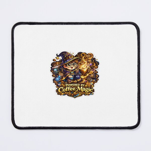 Item preview, Powered by Coffee Magic Sticker | Funny Programmer Wizard | Coffee Coder Sticker designed and sold by MinimalMood Studio.