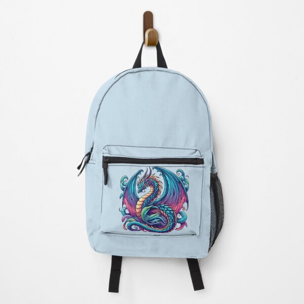 Item preview, Azure Fantasy Dragon with Rainbow Wings designed and sold by NerdiPop.