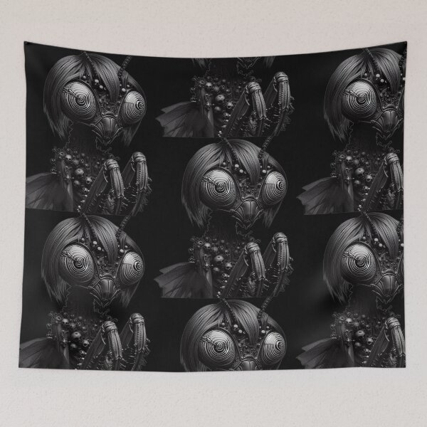 Item preview, Gothic Praying Mantis Insect Girl with Hypnotic Spiral Eyes designed and sold by LujziWorld.