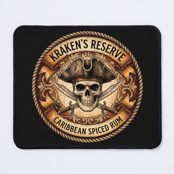 Item preview, Kraken's Reserve Caribbean Spiced Rum - Vintage Pirate Skull Rum Label designed and sold by Street Warrior Clothing.