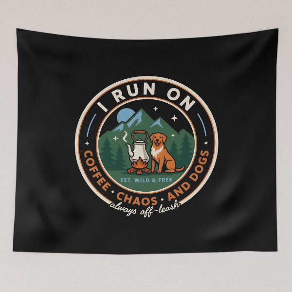 Item preview, I Run On Coffee, Chaos And Dogs Coffee Addict Gift for Dog Owners designed and sold by Redgiant87x.