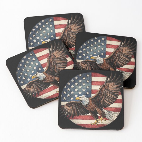 Item preview, Majestic Flying Bald Eagle & Vintage US Flag Circle designed and sold by ElNiro.