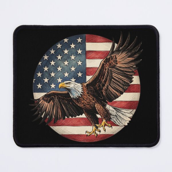 Item preview, Majestic Flying Bald Eagle & Vintage US Flag Circle designed and sold by ElNiro.