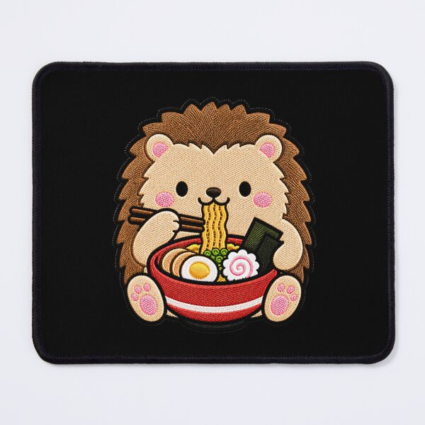 Item preview, Kawaii Hedgehog Eating Ramen - Cute Hedgehog Embroidery Patch designed and sold by ColorSplash123.