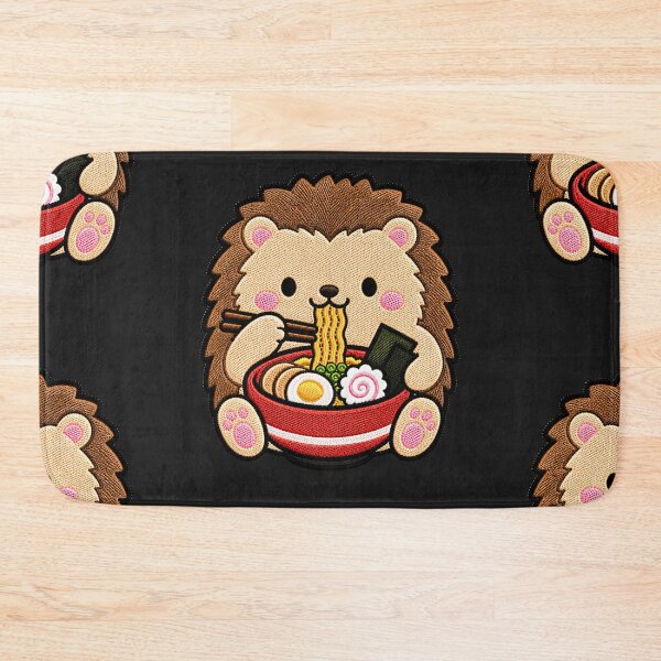 Item preview, Kawaii Hedgehog Eating Ramen - Cute Hedgehog Embroidery Patch designed and sold by ColorSplash123.