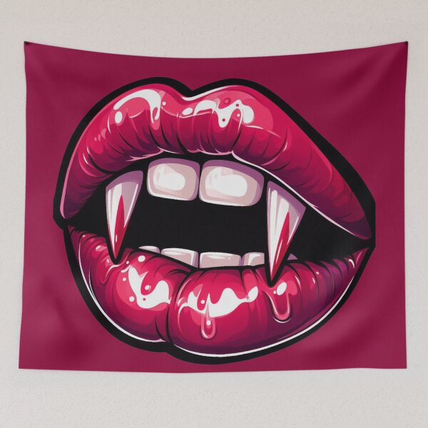 Item preview, Pink Vampire Lips with Fangs designed and sold by NerdiPop.