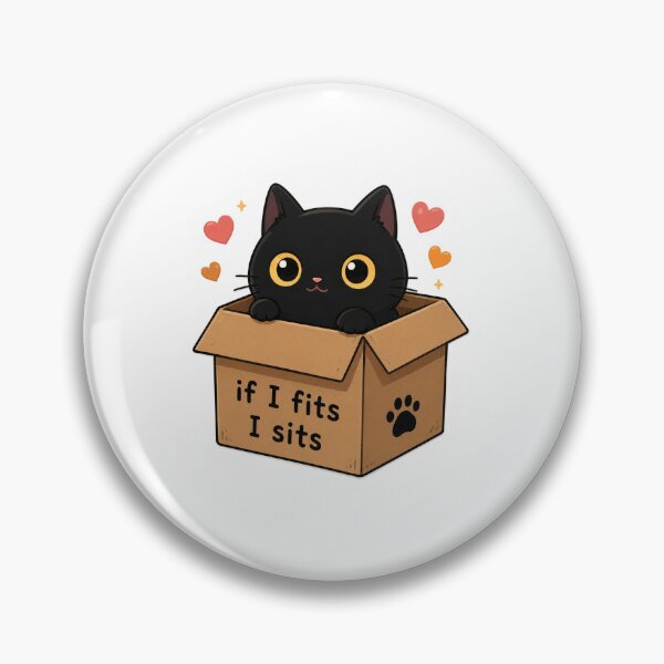 Item preview, If I Fits I Sits – Cute Black Cat in a Box Sticker designed and sold by PopStickerLab22.