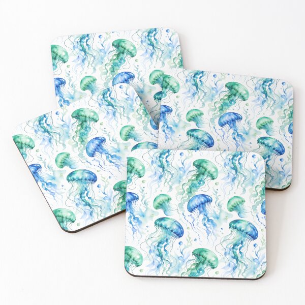 Item preview, Ethereal Watercolor Jellyfish Seamless Pattern – Ocean Fantasy Repeat Design designed and sold by Jandedan.