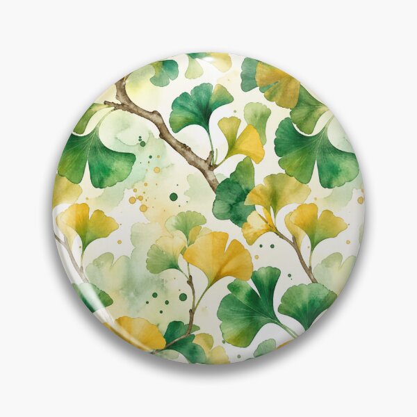Item preview, Ginkgo Watercolor Seamless Pattern – Emerald & Gold Botanical Flow designed and sold by Jandedan.