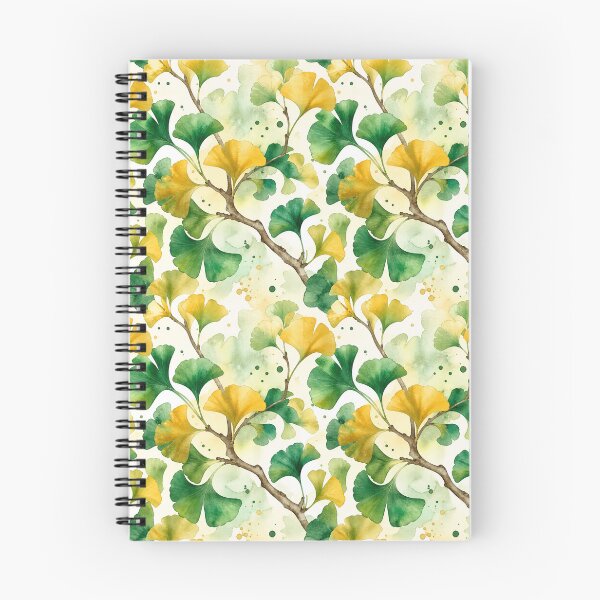 Item preview, Ginkgo Watercolor Seamless Pattern – Emerald & Gold Botanical Flow designed and sold by Jandedan.