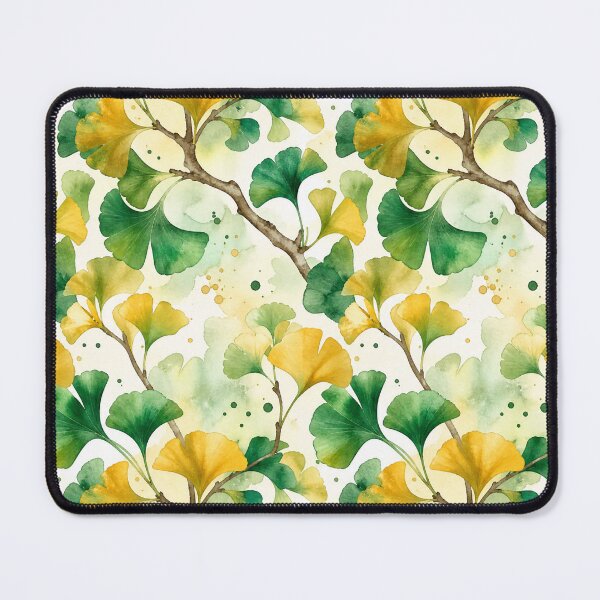 Item preview, Ginkgo Watercolor Seamless Pattern – Emerald & Gold Botanical Flow designed and sold by Jandedan.
