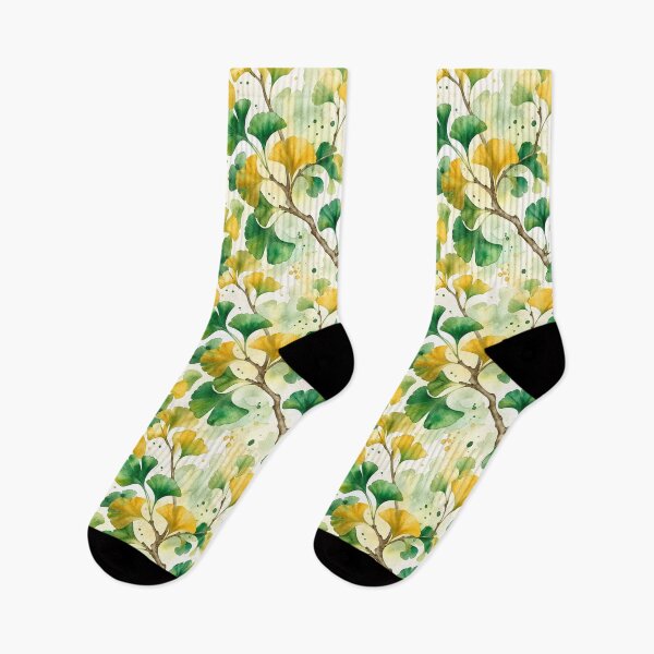 Item preview, Ginkgo Watercolor Seamless Pattern – Emerald & Gold Botanical Flow designed and sold by Jandedan.
